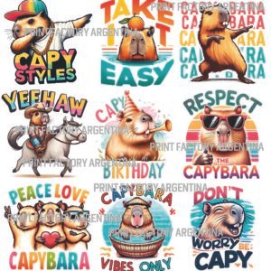 15-CAPIBARAS-20x20 en plancha de 1 metro x 58 cm @print.factory.argentina