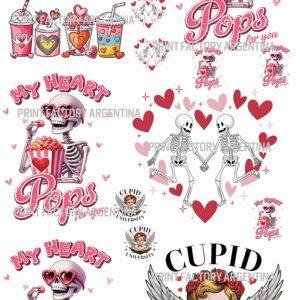 Plancha pliego de 16 Estampas San Valentin 58x100 solo en https://printfactory.ar