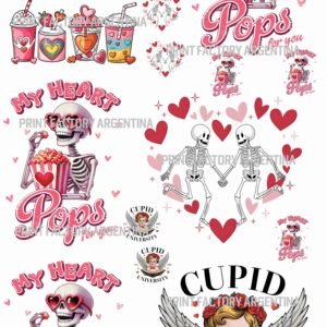 Plancha pliego de 16 Estampas San Valentin 58x100 solo en https://printfactory.ar