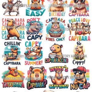 23 CAPIBARAS 15x15 en plancha de 1 metro x 58 cm @print.factory.argentina