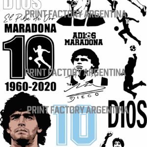 15 imagenes impresas en DTF de Diego Maradona solo en https://printfactory.ar @print_factory_argentina