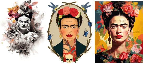 Pack Frida Kalo x3 listo para estampar solo en https://printfactory.ar