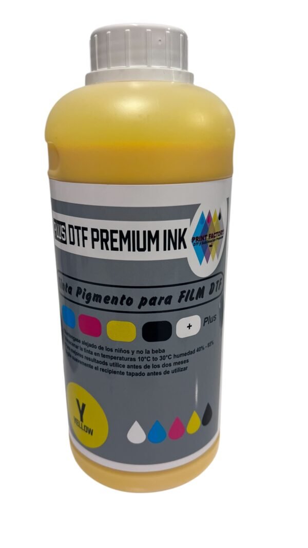Tintas DTF Premium Amarilla disponible en https://printfactory.ar