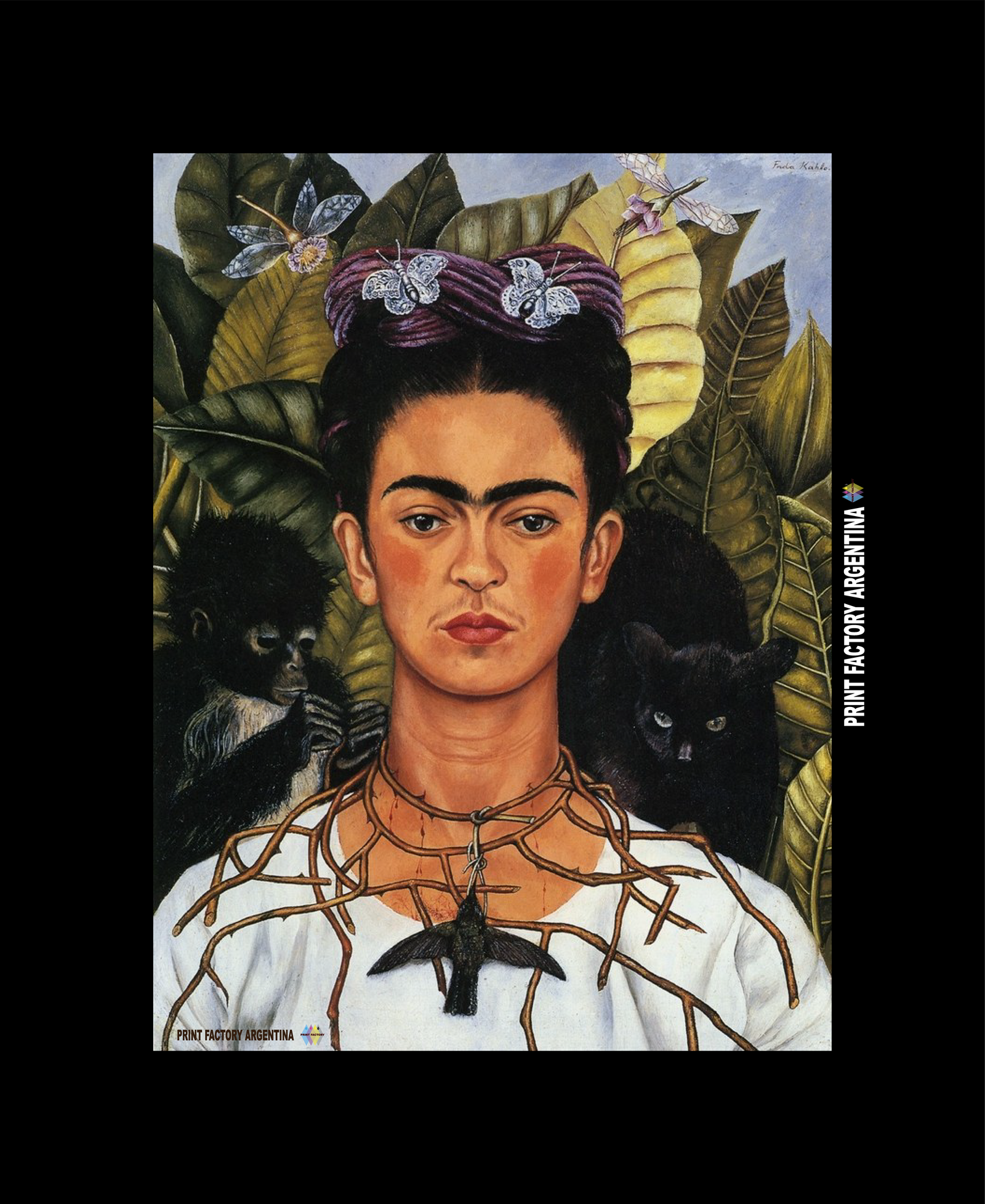 Cuadro FRIDA KALO en DTF UV con Relive y laca